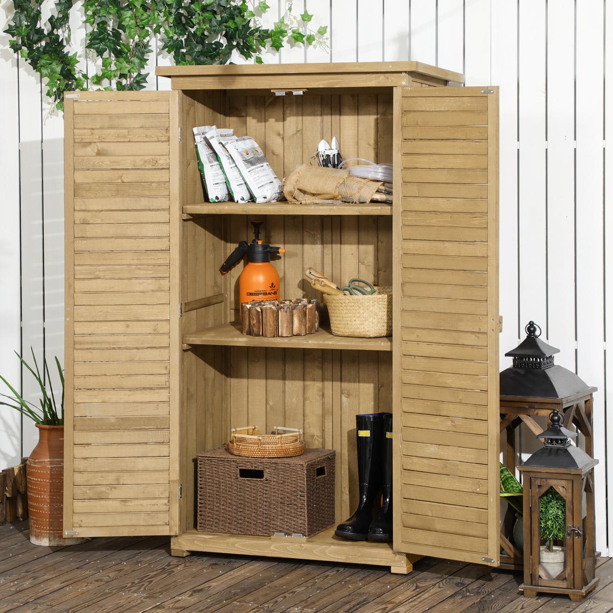 GARTENSCHRANK Geräteschuppen Werkzeugschrank Gartenhaus, Tannenholz, Natur - Fichtefarben, Holz (465/160/87cm) - Outsunny