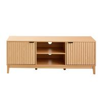 TV-MÖBEL mit 2 offenen Fächern und 2 Türen mit geriffelter Front bologne 40/52/140 cm - Eiche Bianco, Holzwerkstoff (140/52/46cm) - Calicosy
