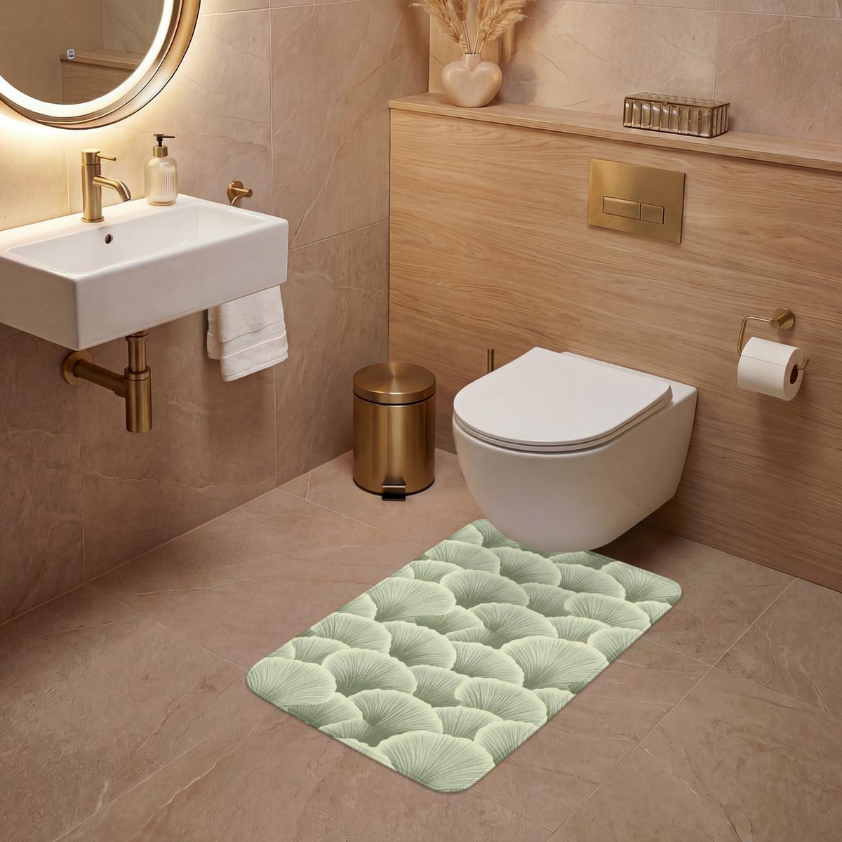 WC-VORLEGER Fächer - Blatt - Grün WC Teppich 50x80 cm - Pastellgrün, Textil (50/1cm) - OnlyWow