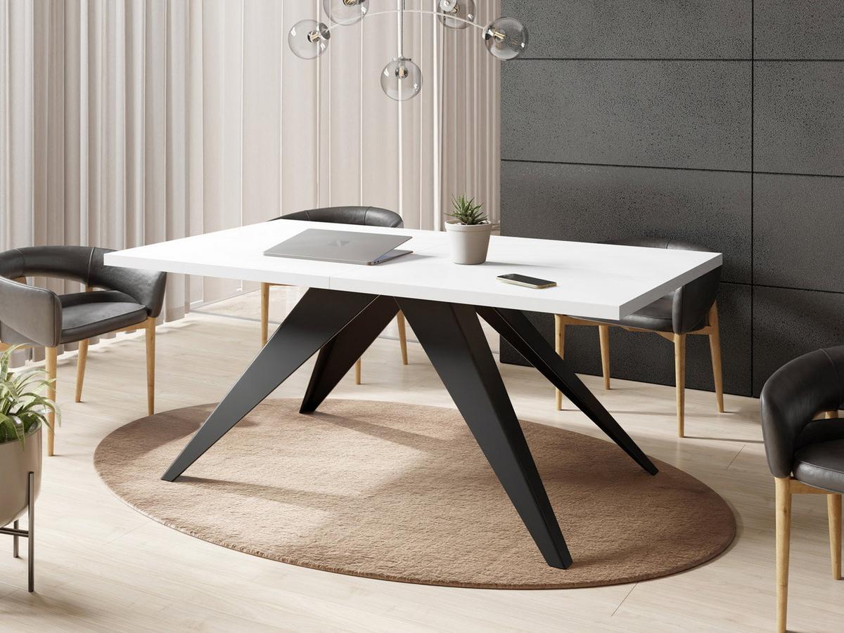 ESSTISCH Vance rechteckig ausziehbar, Weiß 140-240/80/76 cm - Schwarz/Weiß, Holzwerkstoff/Metall (80/240/76cm) - WFL GROUP