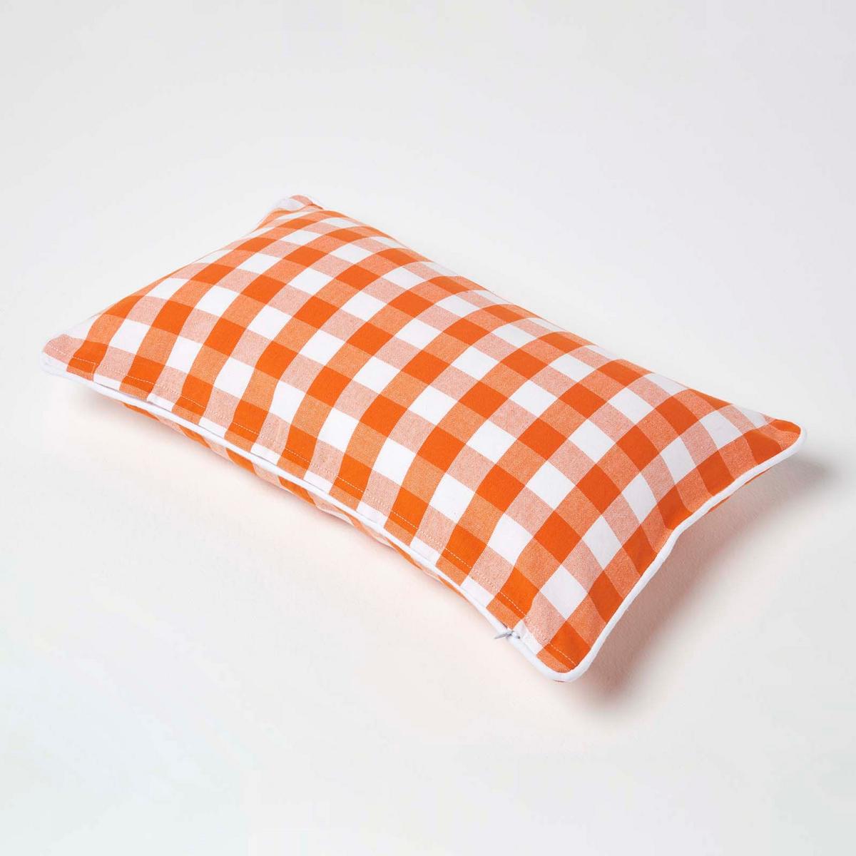 KISSENHÜLLE Karo-Muster 30/50 cm, 100% Baumwolle - Orange, Textil (30/50cm) - Homescapes