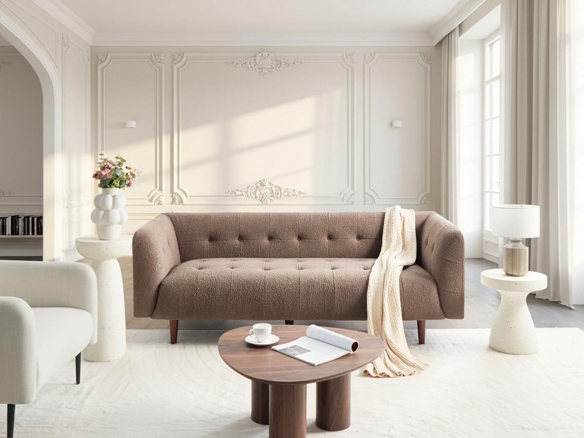 3-SITZER-SOFA Bouclé Braun Byske - Braun, Textil (200/73/78cm) - Beliani