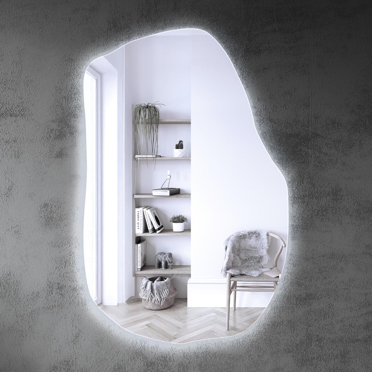 LED SPIEGEL 70 x 45,5 cm Unregelmäßige Form Kaltweiß 6500K - Transparent, Glas (70/45.5/0.4cm) - TULUP