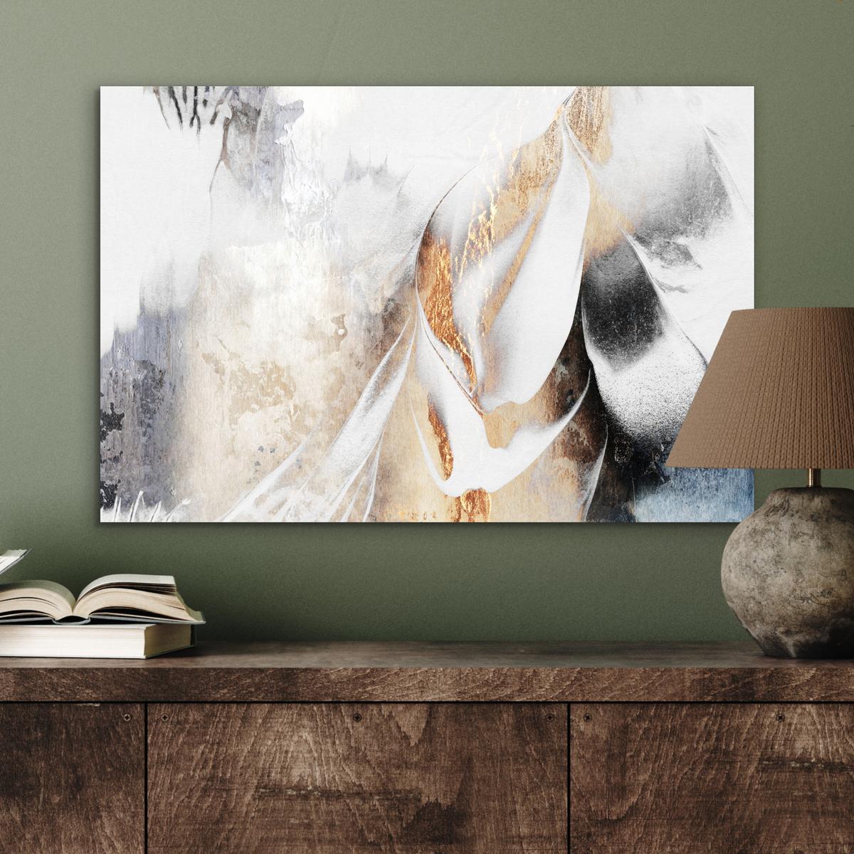 METALLBILD Luxus - Abstrakt - Gold - Weiß Wandbild 60x40 cm - Goldfarben, Metall (60/40cm) - MuchoWow