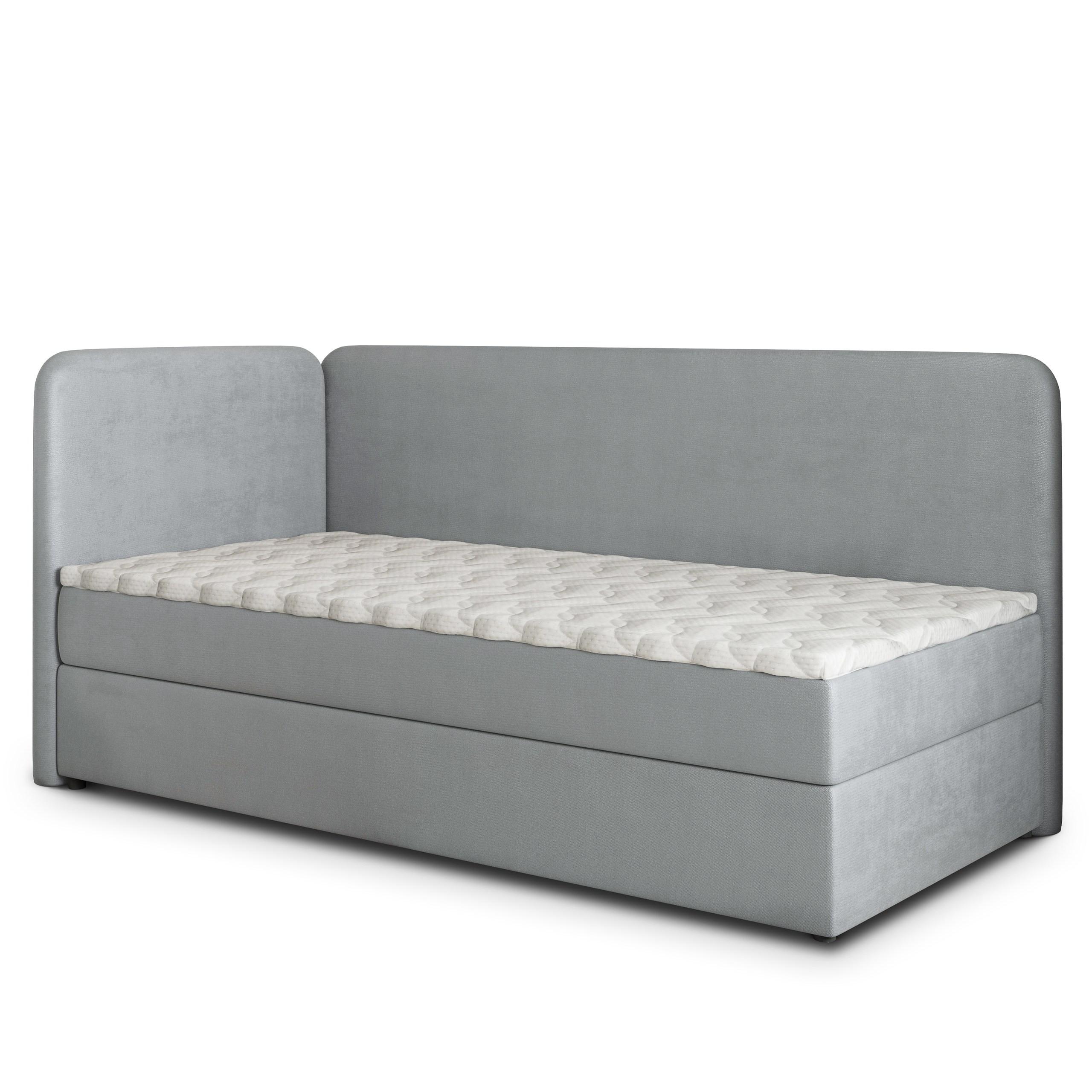 BOXBETT GINA 90x200 cm mit Matratze und Topper, H2+H3 - Hellgrau - Hellgrau, Holz (90/200cm) - MASSENO