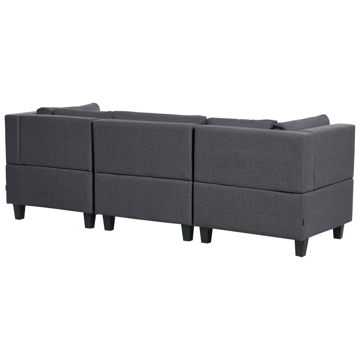 ECKSOFA Modul 4-Sitzer linksseitig Dunkelgrau Stoff Unstad - Dunkelgrau/Grau, Textil (228/152cm) - Beliani