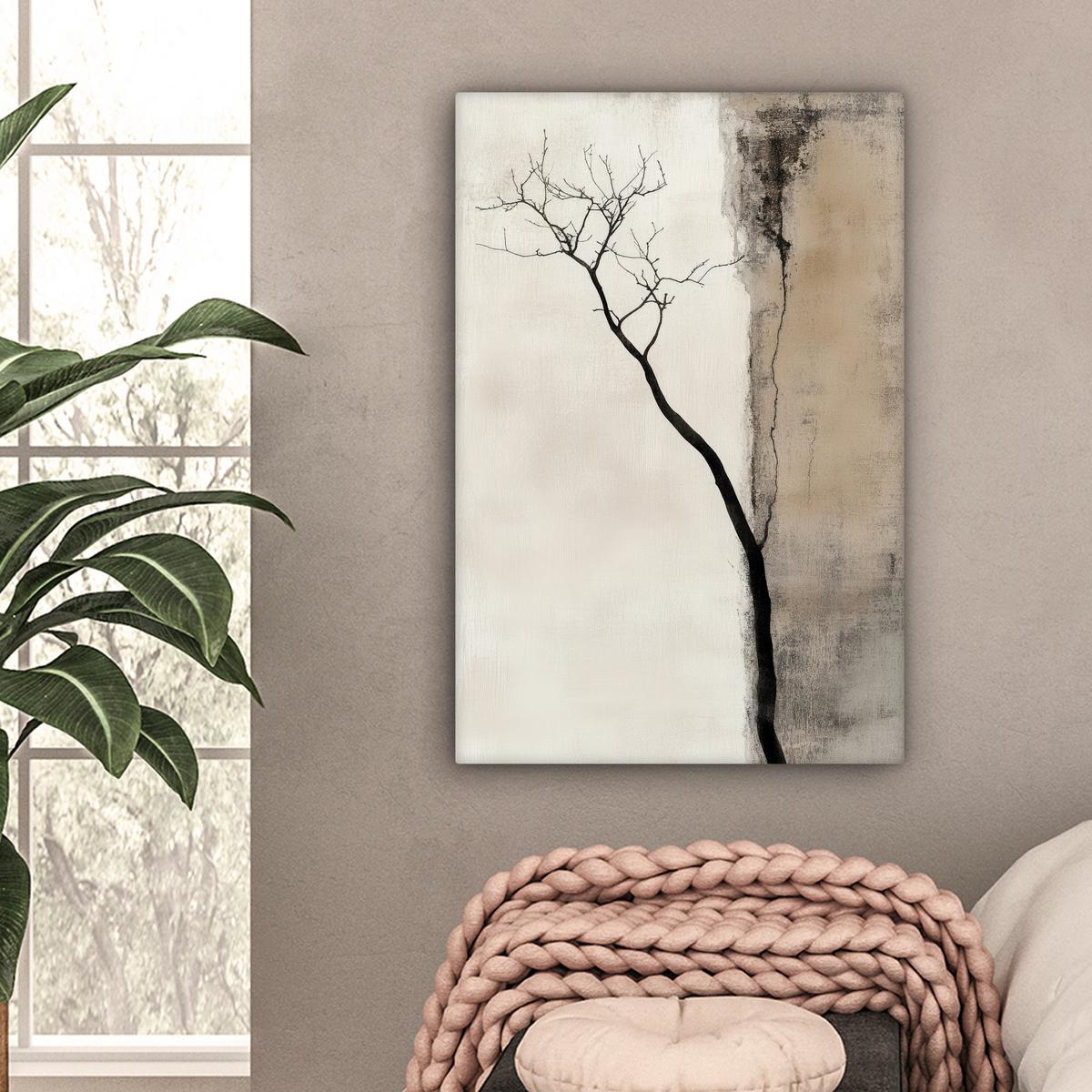 LEINWANDBILD Wabi sabi - Pflanze - Beige Wanddeko 40x60 cm - Taupe, Textil (40/60cm) - MuchoWow