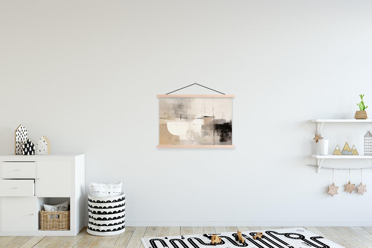 POSTER MIT MAGNETLEISTEN Abstrakt - Kunst - Grau Wandbilder 60x40 cm - Hellgrau, Textil (60/40/0.15cm) - MuchoWow