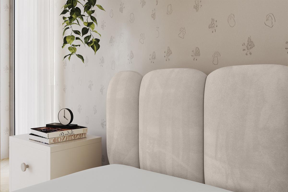 EINZELLBETT Jugendbett mit Bettkasten, Rechts - AVRY 80x200 Beige - Sandfarben, Holzwerkstoff/Textil (80/200cm) - ALTDECOR