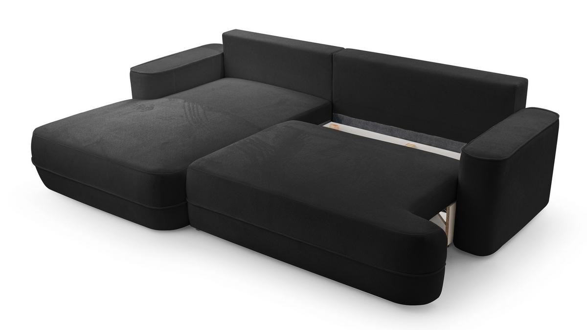 ECKCOUCH L Form Peoni Schwarz 267/168/87 cm mit Schlaffunktion L - Schwarz, Kunststoff/Textil (168/267cm) - AX Living