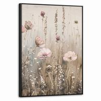 LEINWAND Bilder mit Rahmen - Blumen - Rosa - Modern - Beige - 60x80 - Beige, Textil (60/80cm) - MuchoWow