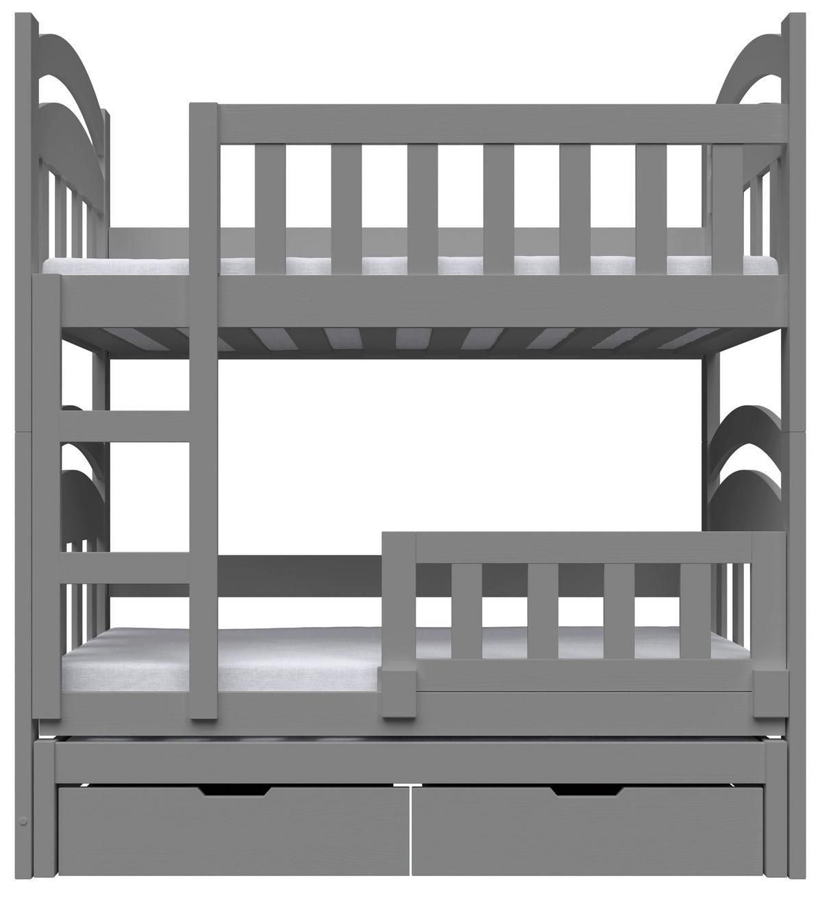 ETAGENBETT FÜR 3 PERSONEN MIT MATRATZEN Dopio 75x180 cm - Grau, Holz (75/180cm) - Selsey