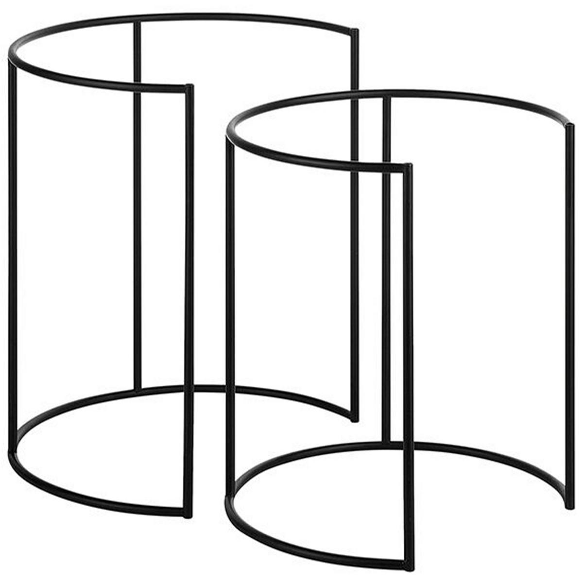 BEISTELLTISCH 2er-Set Rund Schwarz Twins - Schwarz, Metall (40/40/45cm) - Beliani