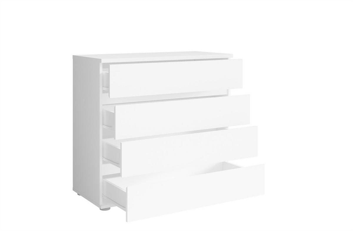 KOMMODE SILVA 91,2/84,2/42cm mit 4 Schubladen Türen Weiß - Weiß, Holzwerkstoff (91.2/84.2/42cm) - MASSENO