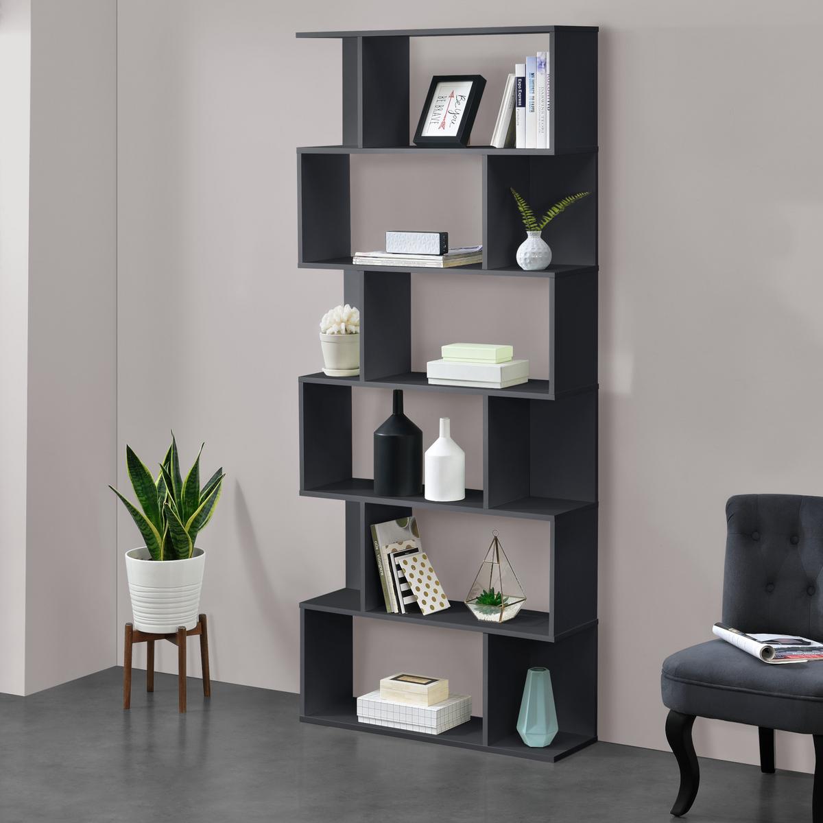 BÜCHERREGAL Borrby - Dunkelgrau, Holzwerkstoff (80/192/24cm) - [en.casa]