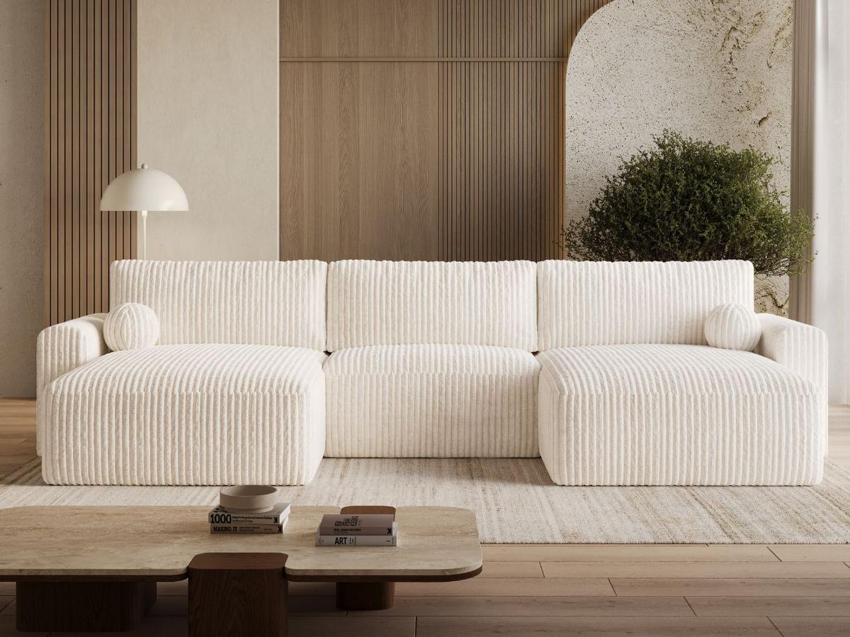 ECKSOFA U Aurora Creme - Creme, Holz/Textil (369/145cm) - Graingold