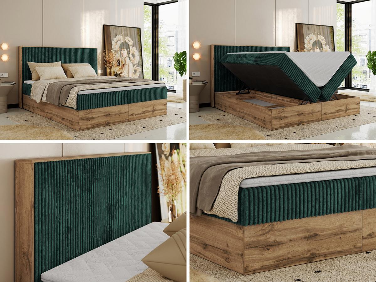 BOXBETT WOOD CLASSIC 140/200 - Dunkelgrün Cord - H4 - Dunkelgrün, Textil (140/200cm) - MKS