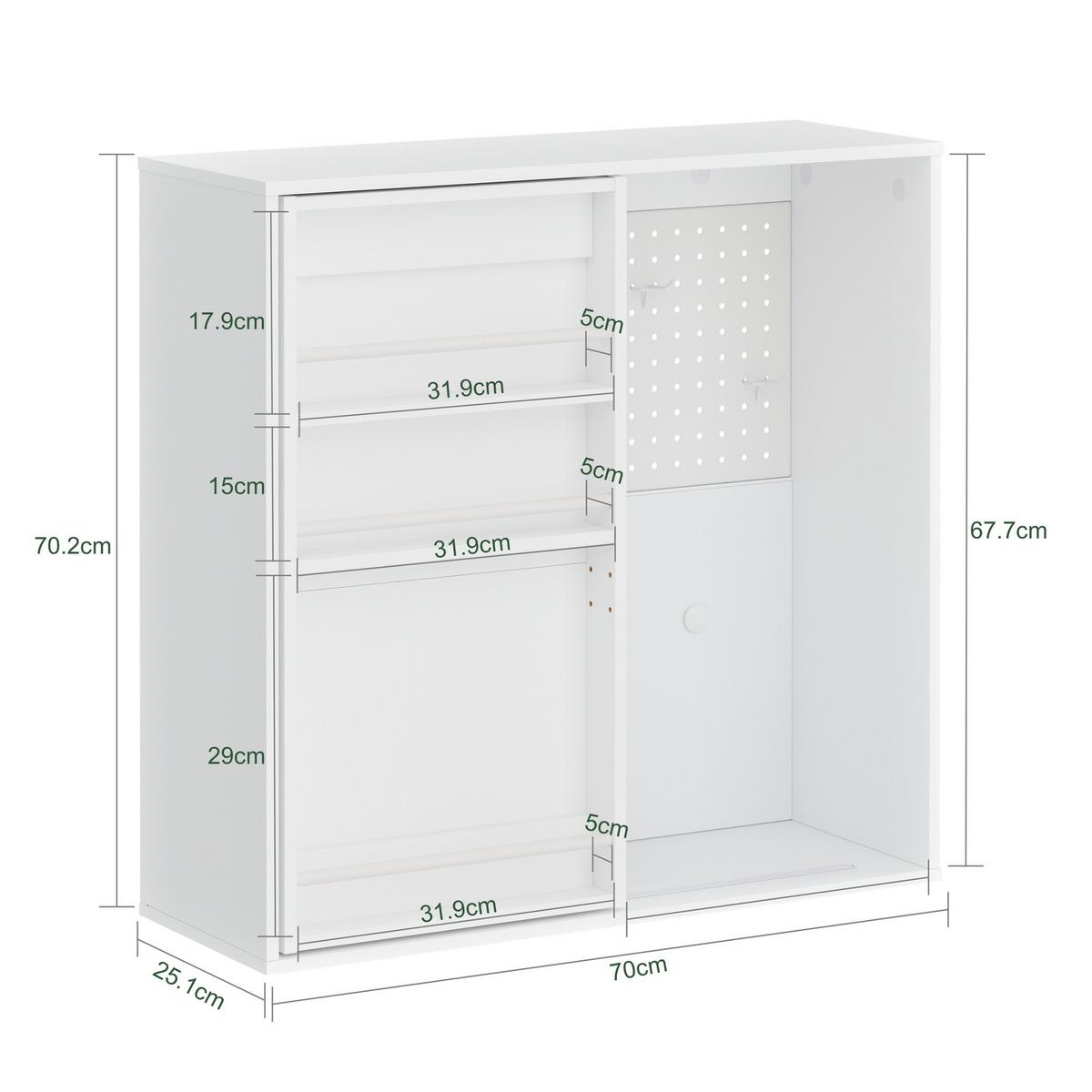 WANDSCHRANK mit Tür und Lochwand STR16-W - Weiß, Holzwerkstoff (25.1/70.2/70cm) - SoBuy