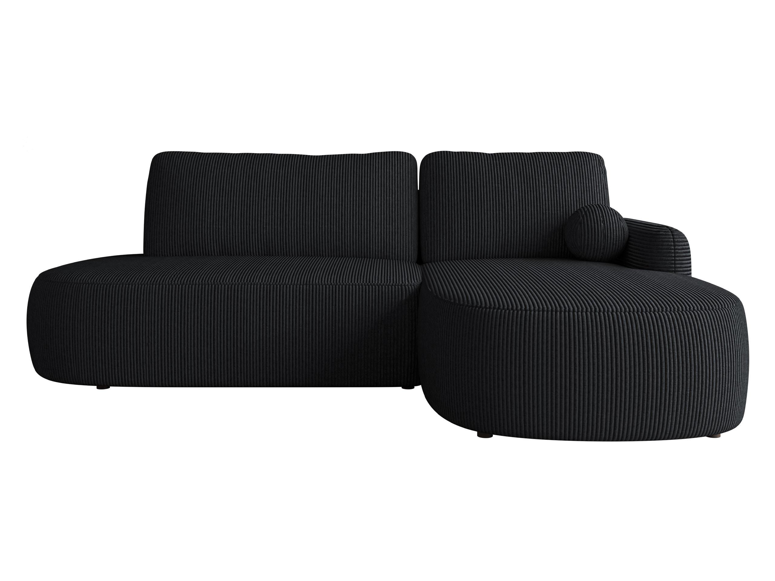 ECKSOFA Loridu O Cord, Seite: Rechts - Schwarz, Holz/Kunststoff (174/274cm) - MIRJAN24