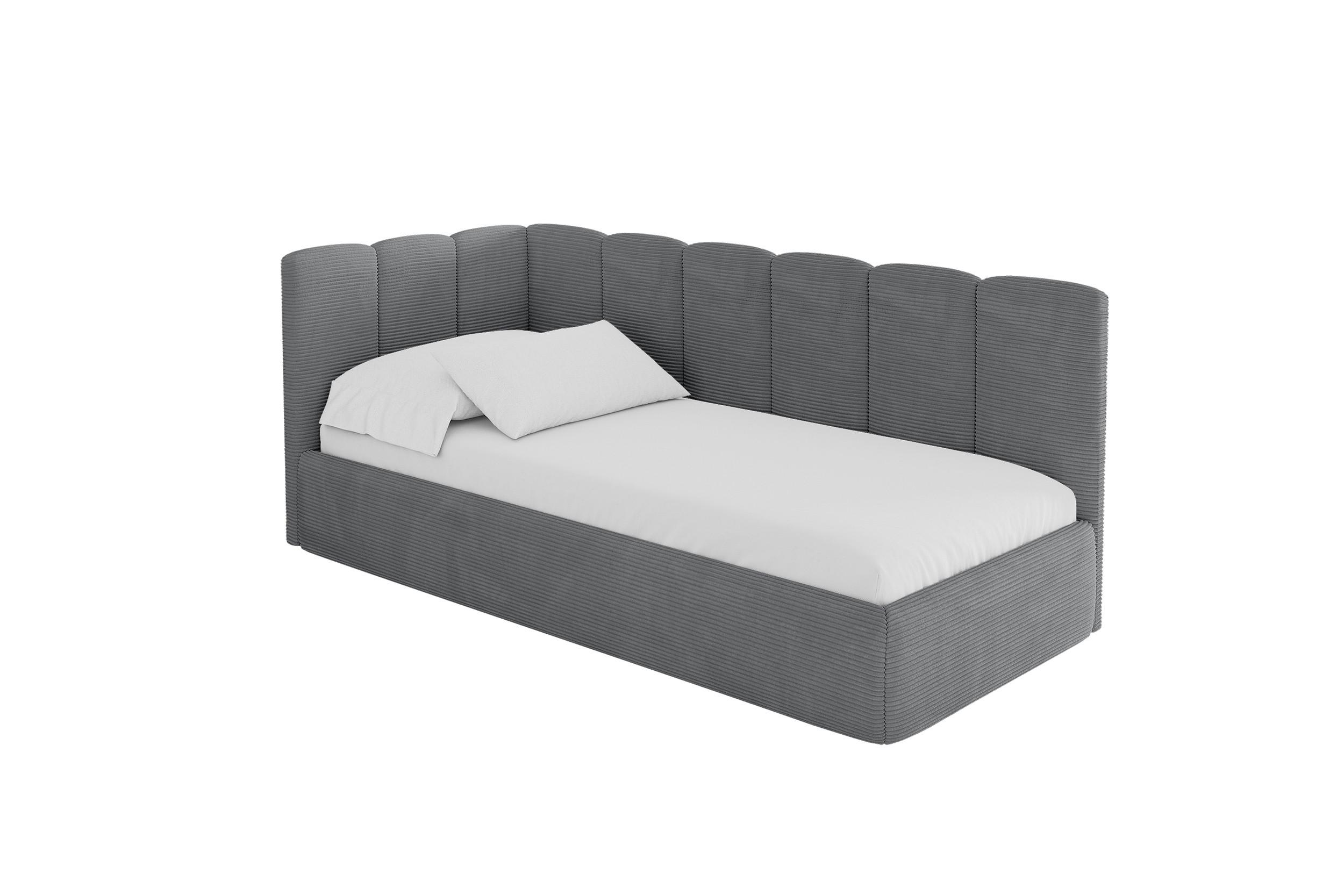 EINZELLBETT Jugendbett mit Bettkasten, Rechts - DEXY 100x200 Dunkelgrau - Schieferfarben, Holzwerkstoff/Textil (100/200cm) - ALTDECOR