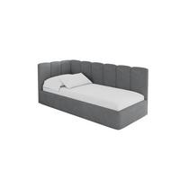 EINZELLBETT Jugendbett mit Bettkasten, Rechts - DEXY 80x200 Dunkelgrau - Schieferfarben, Holzwerkstoff/Textil (80/200cm) - ALTDECOR