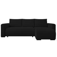 ECKSOFA DORA L, Eckcouch in L-Form mit Schlaffunktion und Bettkasten, Farbe: Schwarz, Bouclé-Stoff, Ottomane Rechts - Schwarz, Textil (240/143cm) - Storez24