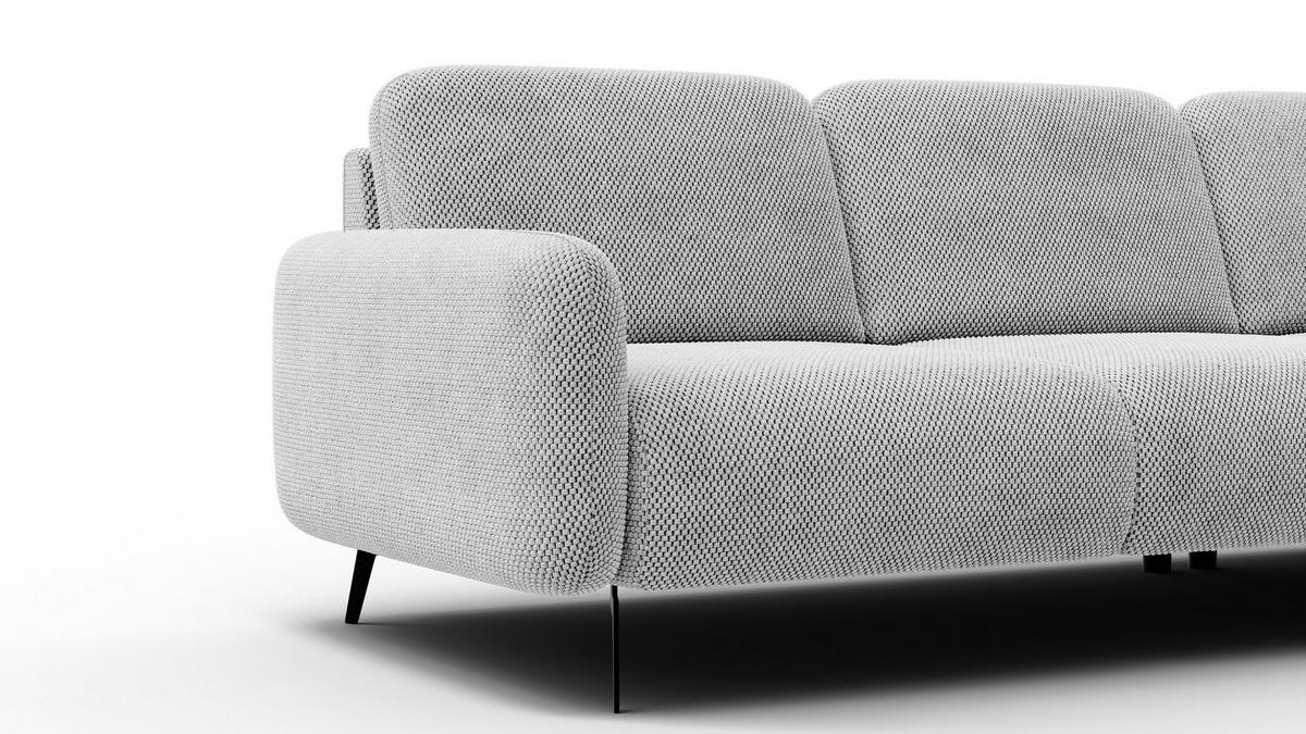 ECKSOFA FEBE 4-Sitzer rechts, hellgrau - Hellgrau/Schwarz, Holz/Textil (264/157cm) - Wozimo