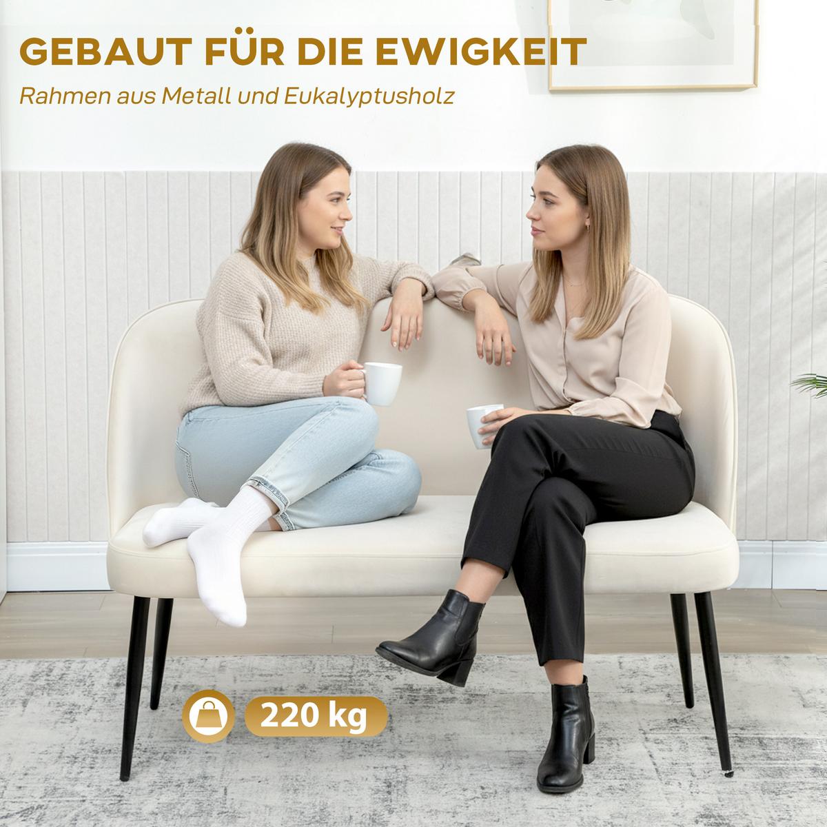 SOFA Polyester Metall Beige - Beige/Schwarz, Textil/Metall (63/84.5/127cm) - HOMCOM