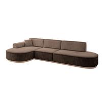 ECKSOFA Ottomane Links MARI-L2-v1 - 328x171x83 cm Braun Velours - Braun, Holzwerkstoff/Textil (328/171cm) - ALTDECOR
