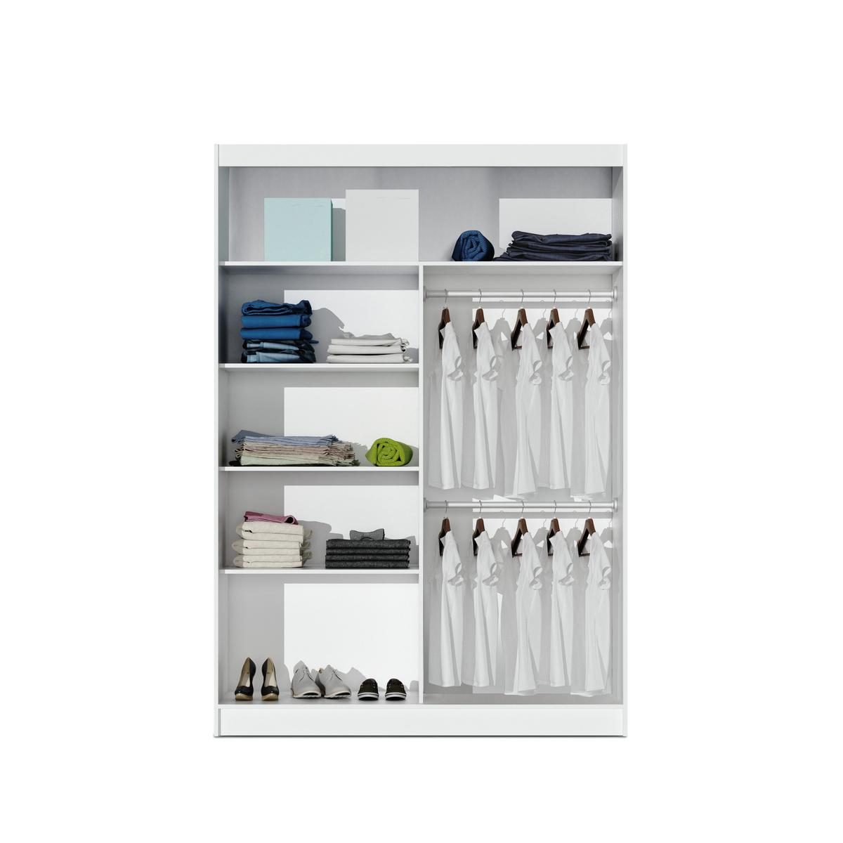 SCHWEBETÜRENSCHRANK NASUS 150/215/61 cm 2-türig mit Spiegel Schwarz - Schwarz, Holzwerkstoff (150/215/61cm) - MASSENO