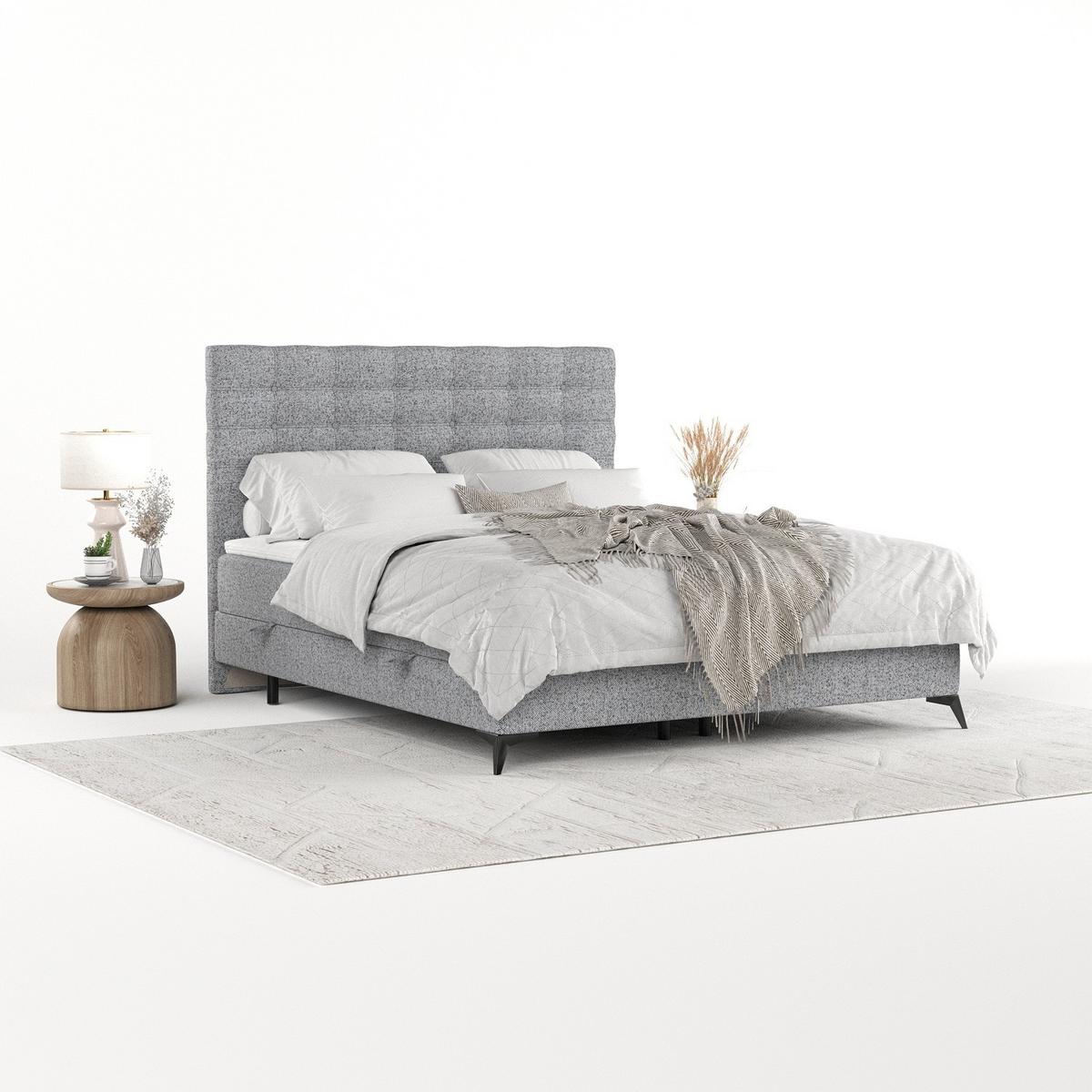 BOXBETT Niro 120/200 cm Grau im Riva Stoff - Schwarz/Grau, Holz/Holzwerkstoff (120/200cm) - AltaBeds