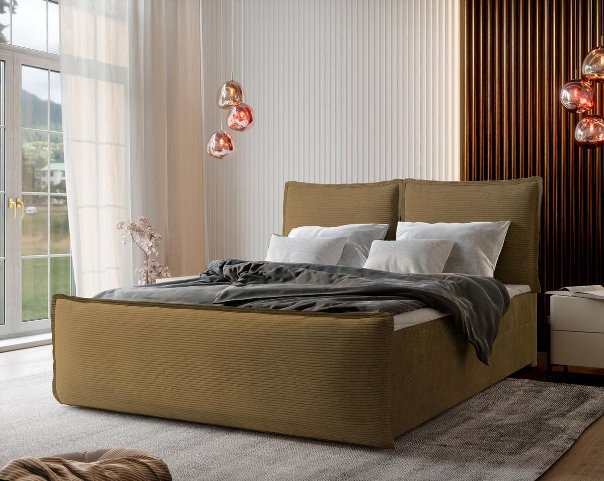 BOXBETT MONTA 160x200 cm mit Matratze und Topper - Gelb - Gelb, Holz (160/200cm) - MASSENO