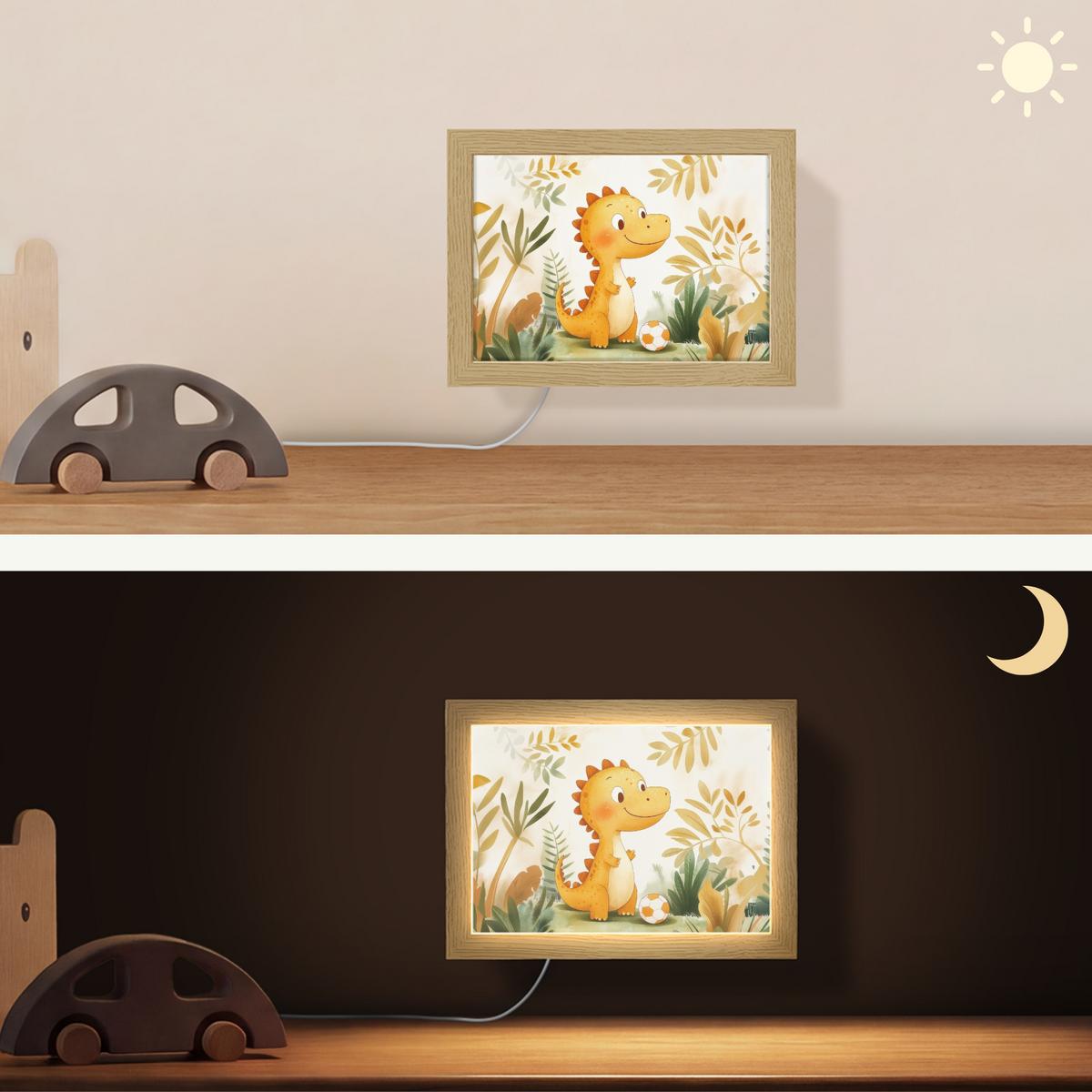 WANDLEUCHTE Dino - Fußball - Orange 20x15 cm - Beige, Holzwerkstoff (20/15/8cm) - OnlyWow