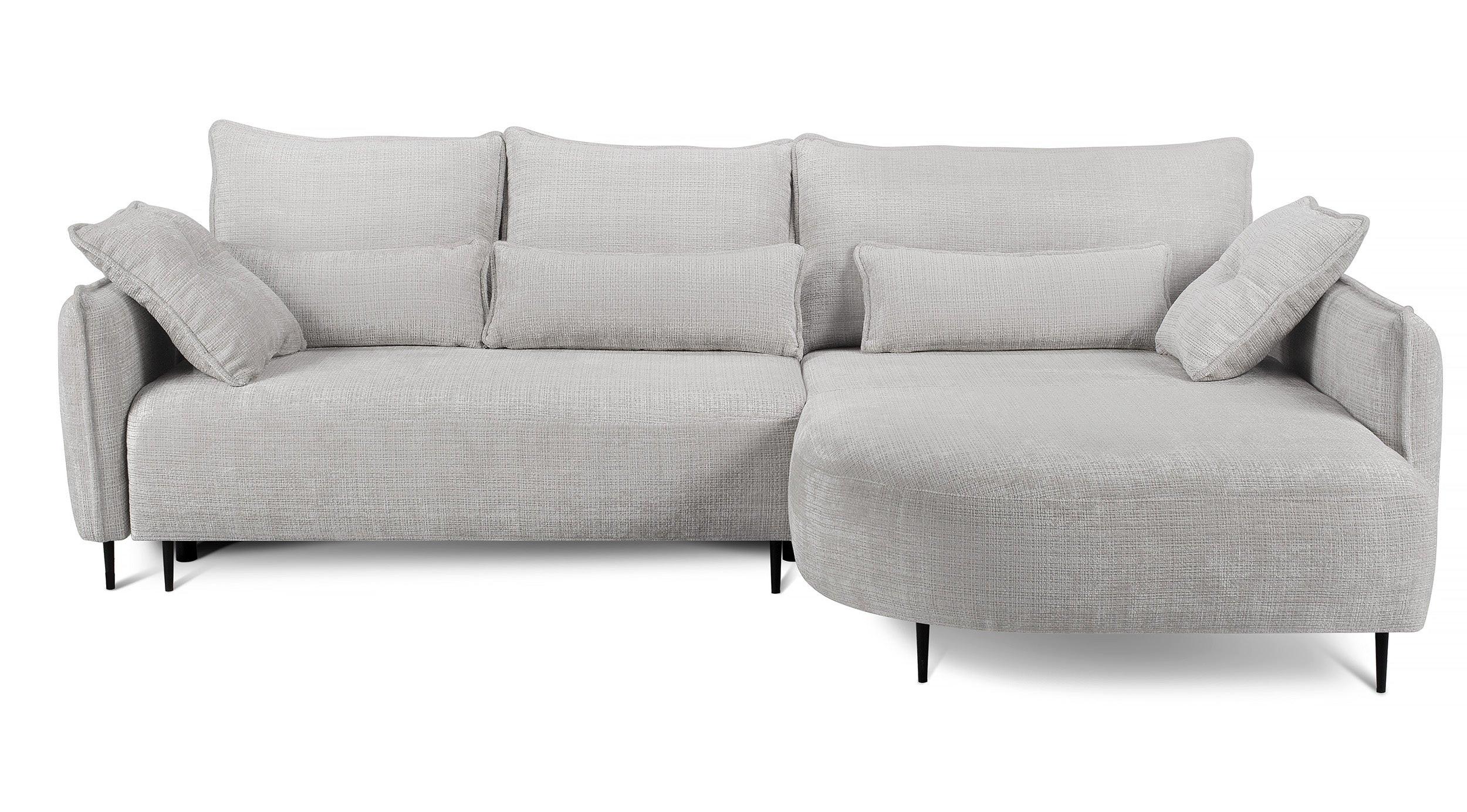 ECKSOFA Oblivio Hellgrau Chenille - Hellgrau/Schwarz, Textil/Metall (285/200cm) - Selsey
