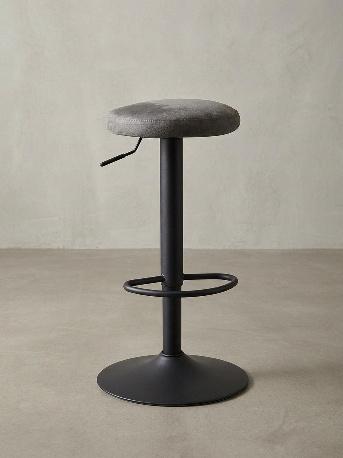 BARHOCKER Höhenverstellbar Eisen Samt Drehbar CAMPANIA, Grau 40x40x79 cm - Schwarz/Grau, Textil/Metall (40/79/40cm) - KADIMA DESIGN