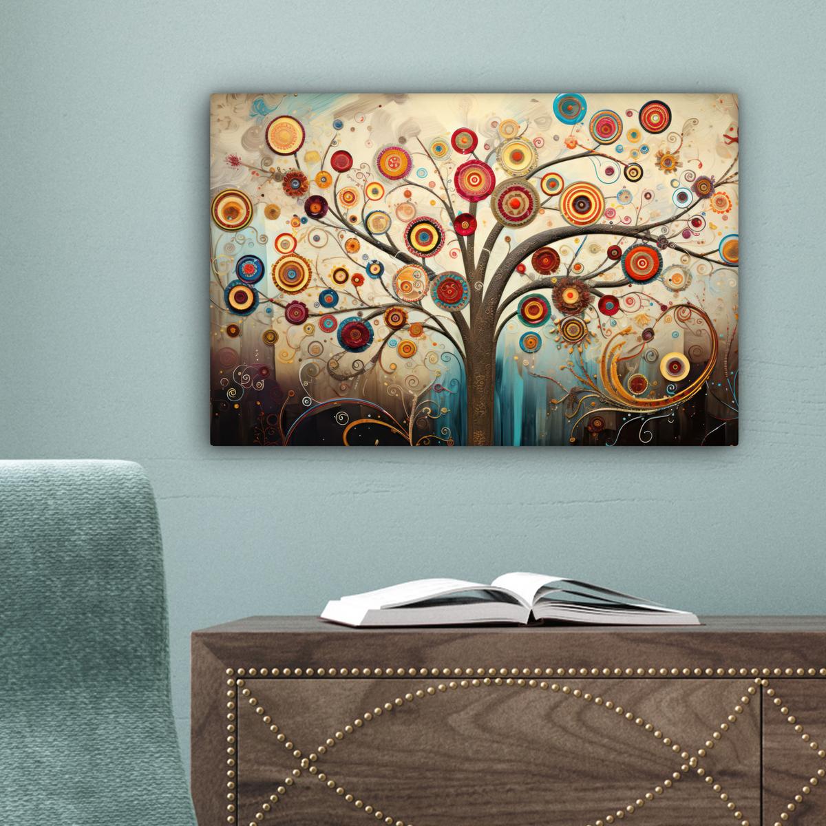 LEINWANDBILD Baum - Baum des Lebens - Farbe Deko Schlafzimmer 30x20 cm - Braun, Textil (30/20cm) - MuchoWow