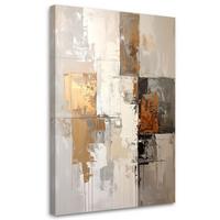 LEINWANDBILD, Beige goldene Abstrakt - Beige, Textil (60/90cm) - Feeby