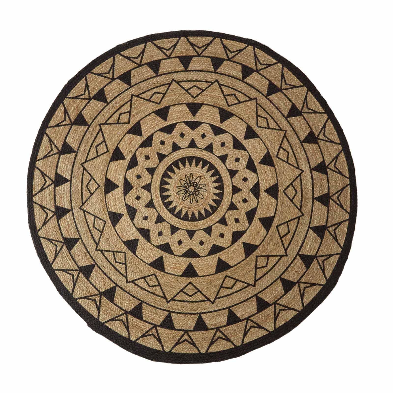 TEPPICH Mandala rund geflochten 200 cm - Schwarz, Naturmaterialen (200/200cm) - Homescapes