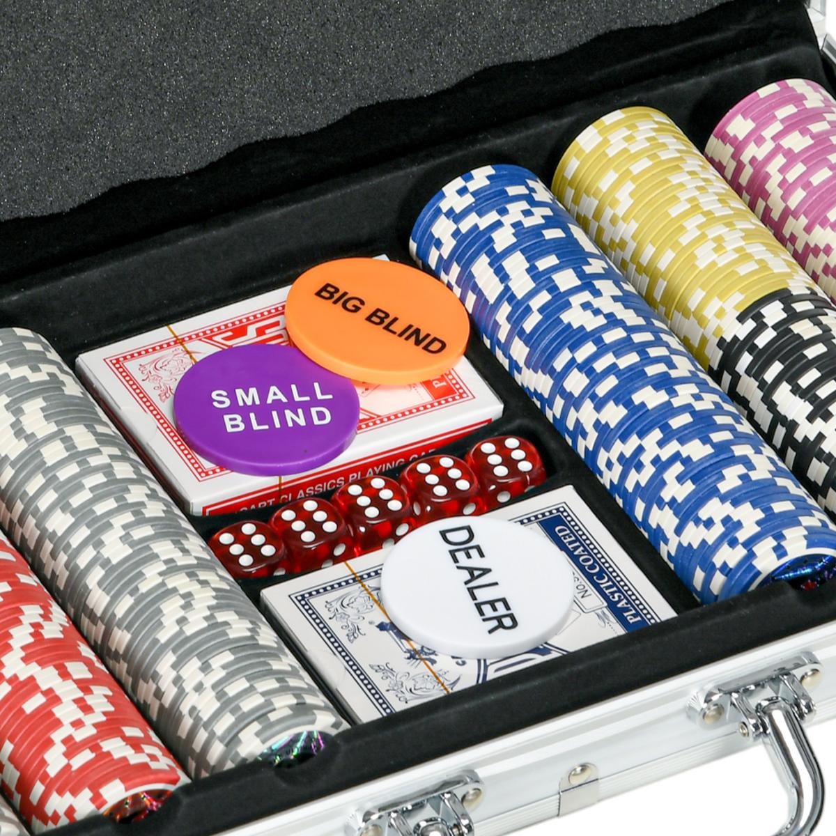 POKERKOFFER Set, 300 Pokerchips 11,5 Gramm, Pokerset mit Schloss Silber - Silberfarben, Metall (23/38.5cm) - SPORTNOW
