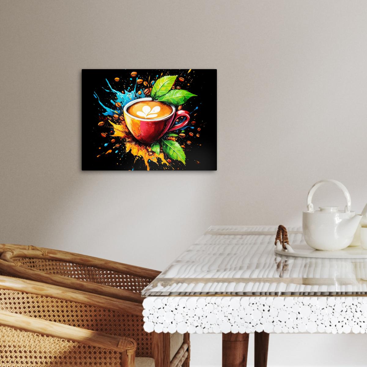 LEINWANDBILD Kaffee - Graffiti - Trinken - Abstrakt Wandbild 40x30 cm - Mokka, Textil (40/30cm) - MuchoWow