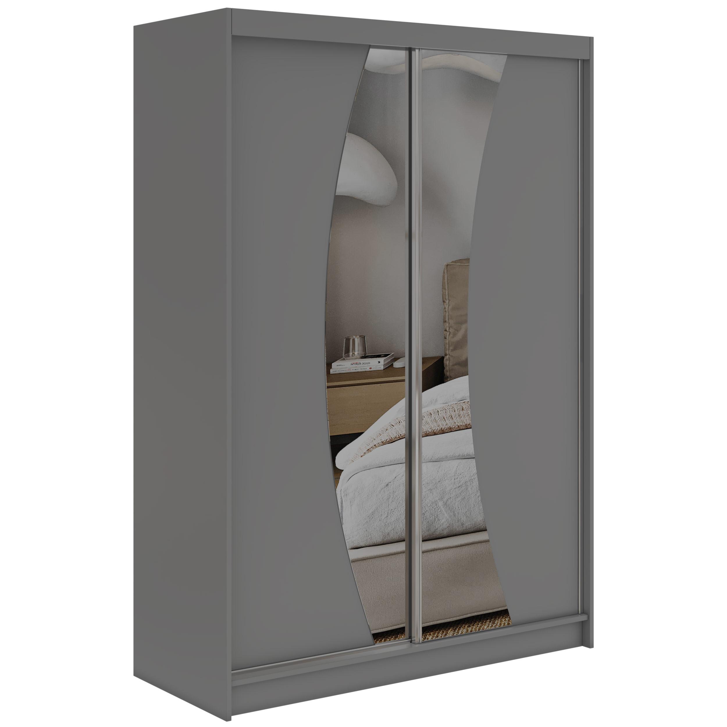 SCHWEBETÜRENSCHRANK 150 - VERONA - Grau mit Spiegel - Alufarben/Grau, Holzwerkstoff/Metall (150/216/61cm) - MKS