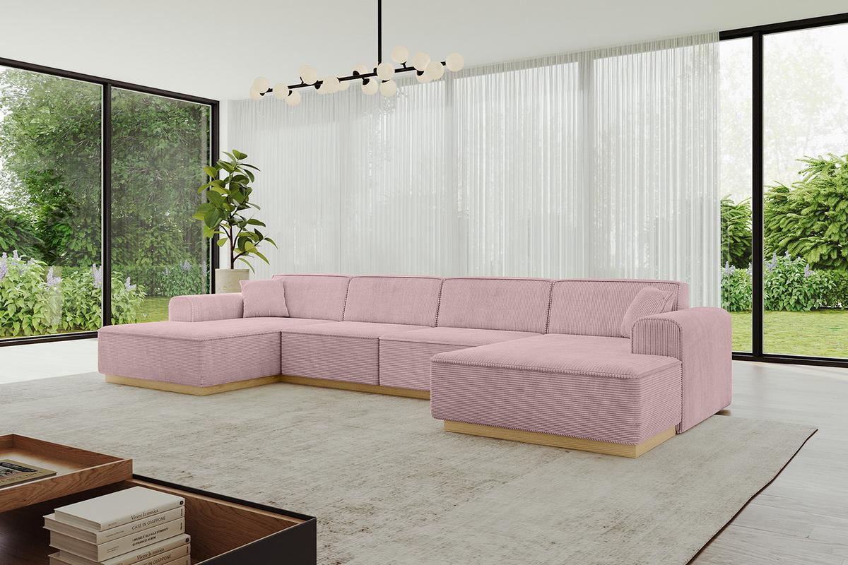 WOHNLANDSCHAFT IREA-U2-v2 - 386x165x80 cm Rosa - Rosa, Holzwerkstoff/Textil (386/80/165cm) - ALTDECOR