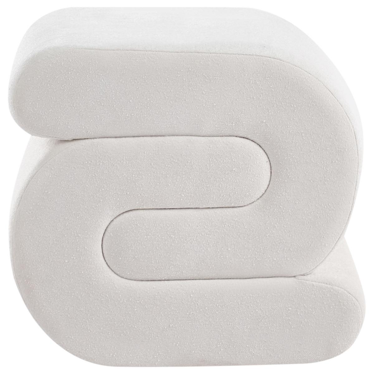 POUF Chenillegewebe Cremeweiß Arcadia - Weiß, Textil (45/48/50cm) - Beliani