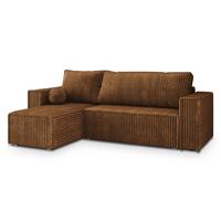 ECKSOFA RAVELO T Kupferfarben Kordstoff mit Schlaffunktion - Grau/Kupferfarben, Holz/Kunststoff (240/140cm) - MASSENO