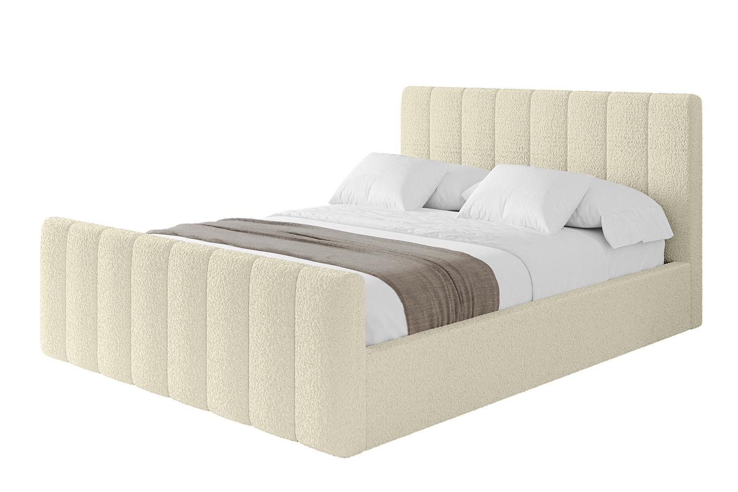 POLSTERBETT mit Bettkasten, Fußteil und Lattenrost, Boxbett mit Matratze H3/H4 - STERA-Z 140x200 Beige - Hellbraun, Holzwerkstoff/Textil (140/200cm) - ALTDECOR