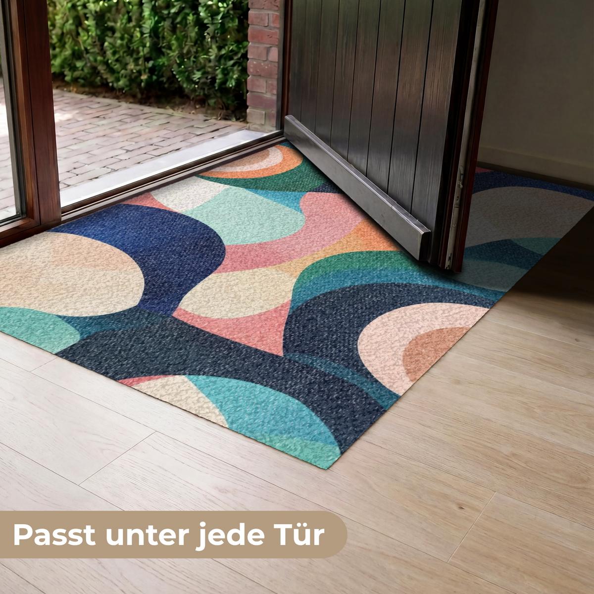 FUSSMATTE Abstrakt - Blau - Rosa Fußabtreter 120x80 cm - Multicolor, Kunststoff (120/0.4cm) - MuchoWow