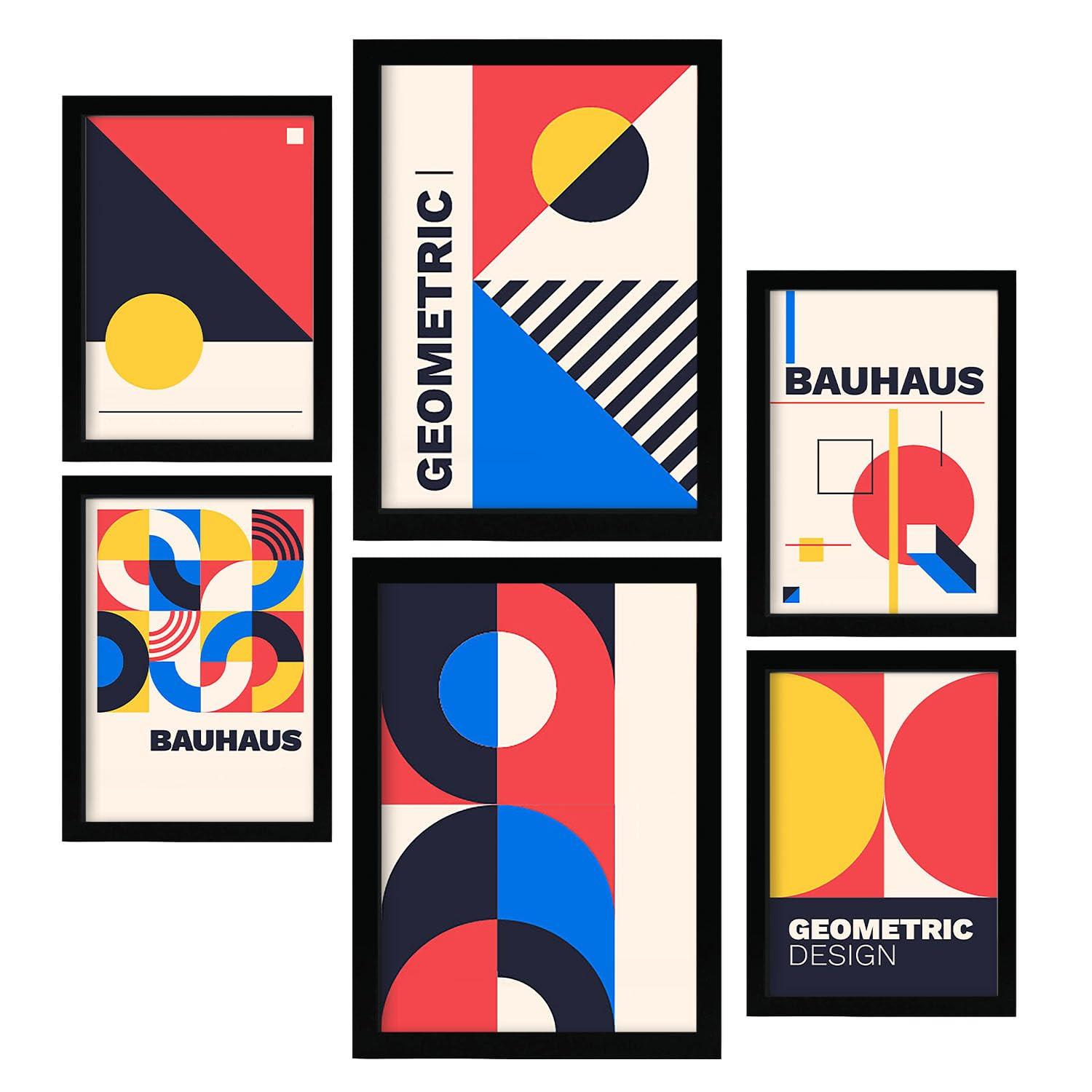 POSTER Set Mit 6 Drucken Im Bauhaus 5 Geometrische Designkollektion A3 & A4 Rahmenlos - Klar, Papier (29/3cm) - Nacnic