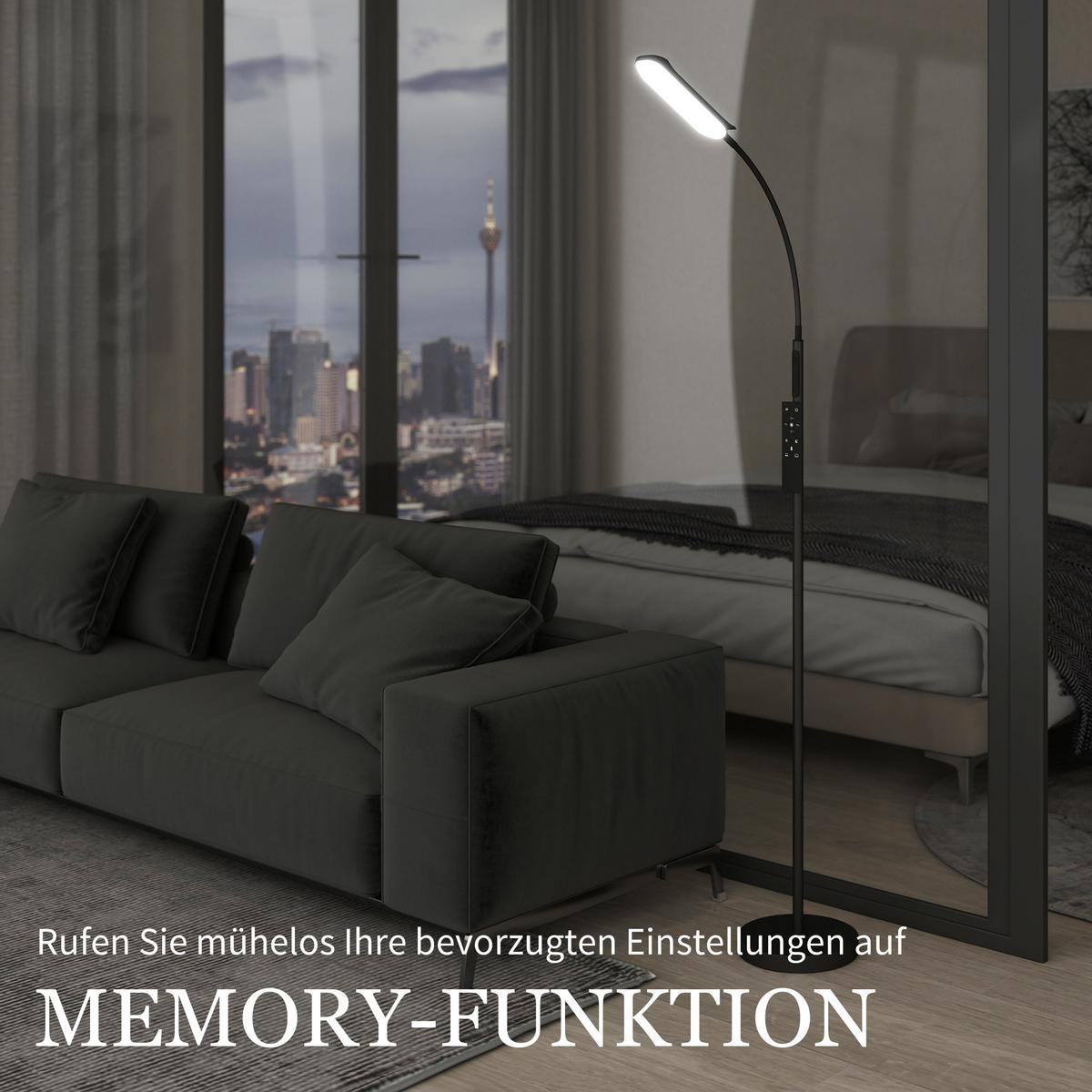 LED Stehlampe Dimmbar Stehleuchte mit Fernbedienung & Touch-Steuerung - Schwarz, Metall (22/22/175cm) - HOMCOM