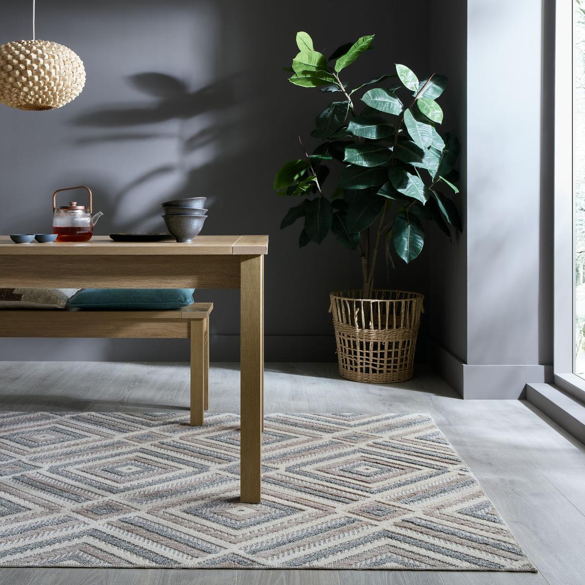 TEPPICH Waschbar RIDGE, geometrisch, Grau-Beige, 78 x 150 cm - Beige, Textil (150/78cm) - KADIMA DESIGN