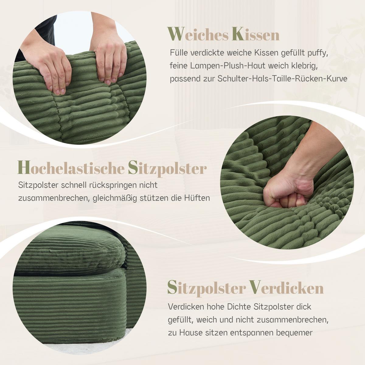 SCHLAFSOFA 2-in-1 Cordstoff Liegefunktion - Smaragdgrün, Textil (165/61/97cm) - Urban Meuble